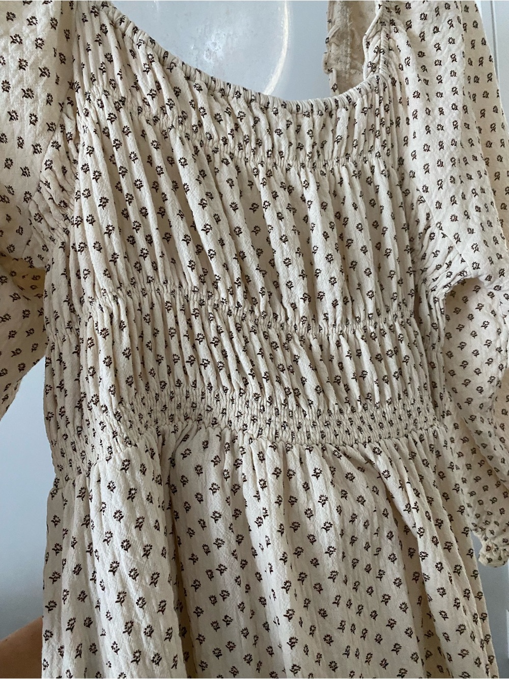 Neuflora Smocked Midi Dress with Puff Sleeves - Picture 2 of 8